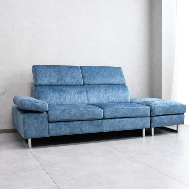 【アウトレット商品】 スムーステック 3人掛けカウチソファ スツールセット