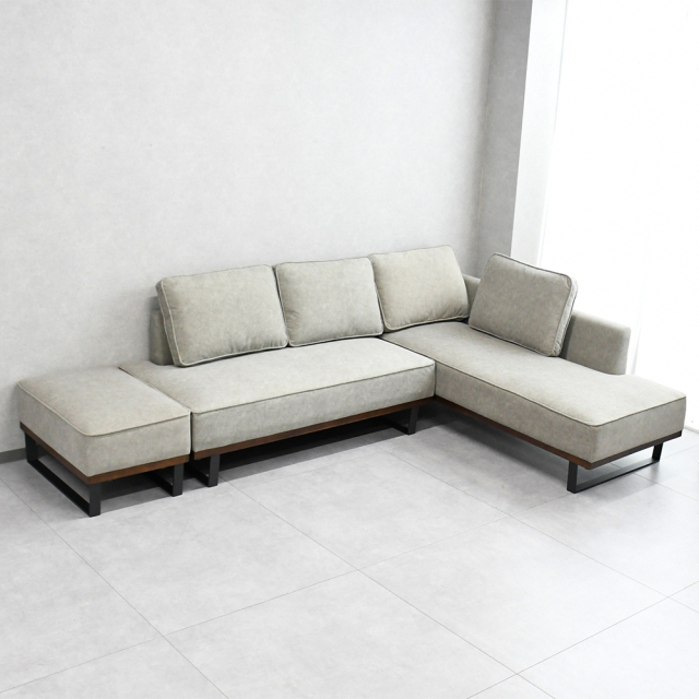 新品アウトレット】 フェザー入り最高の座り心地のカウチソファ 3人