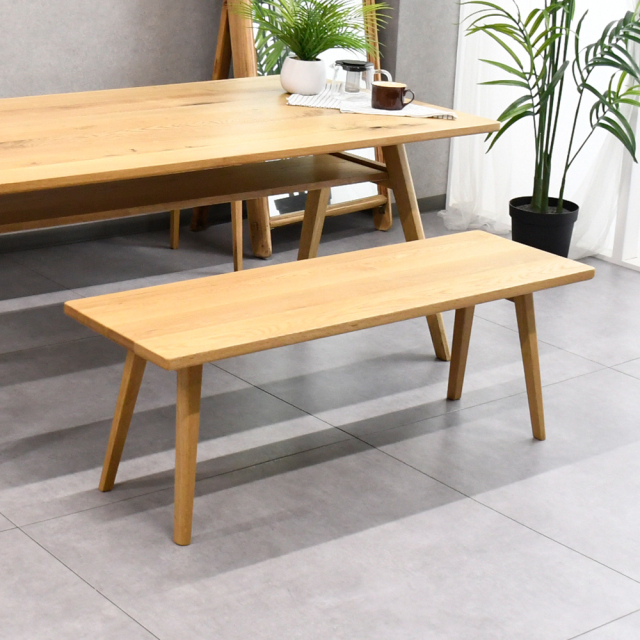【アウトレット商品】 オーク無垢材120cm幅ベンチチェア ダイニングベンチ