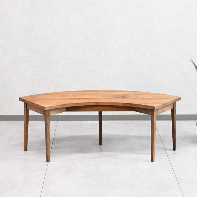 半円124cm幅ウォールナットダイニングベンチ OD1H [アウトレット:撮影品]