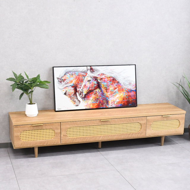 【アウトレット商品】 ラタン調国産完成品180cm幅テレビ台