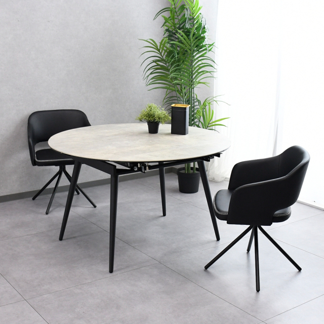 【アウトレット商品】 セラミック3way120cmダイニングテーブル3点セット