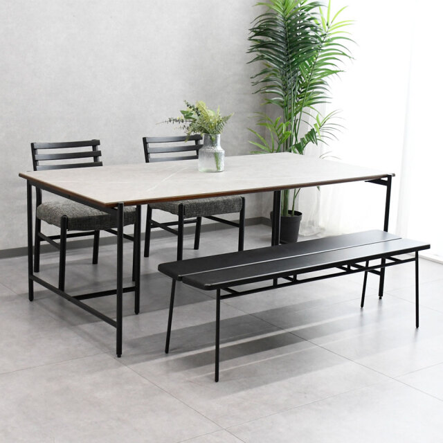 【アウトレット商品】セラミック180cm幅ダイニングテーブル 無垢材 4点セット シギヤマ家具工業 