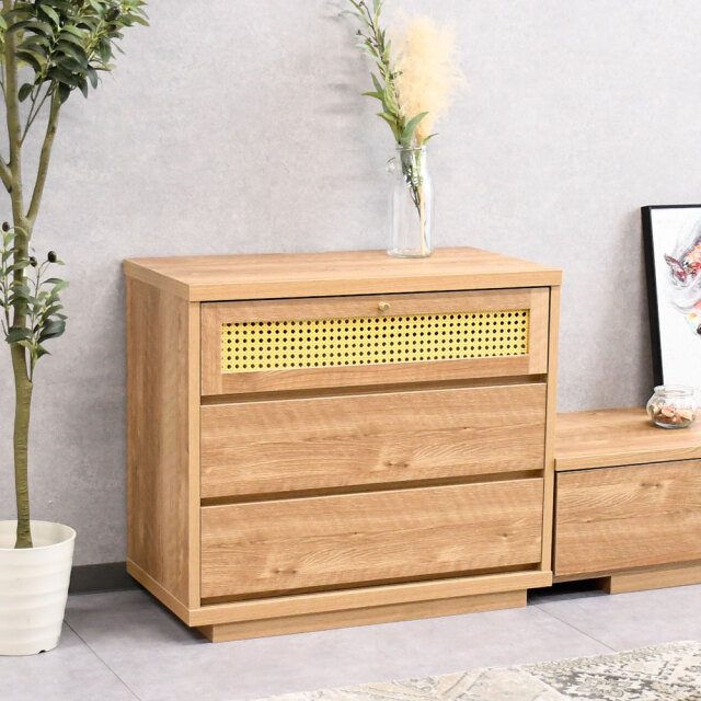 【アウトレット商品】国産完成品76cm幅多機能収納チェスト