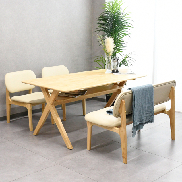 【アウトレット商品】 150cm幅北欧デザインダイニング4点セット