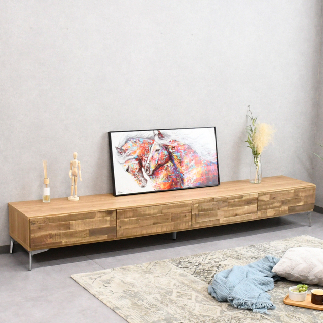 【アウトレット商品】 国産完成品アカシア無垢材240cm幅テレビボード テレビ台