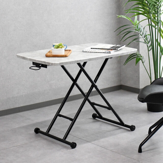 【アウトレット商品】モルタルデザイン昇降式90cm幅テーブル