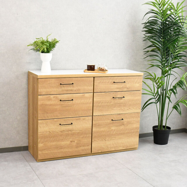 【アウトレット商品】国産半完成品120cm幅収納チェスト FE22A
