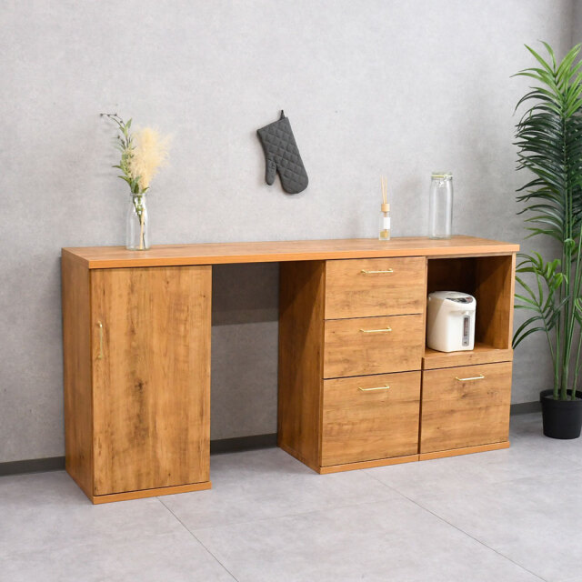 【アウトレット商品】国産完成品 190cm幅キッチンカウンター FE9E