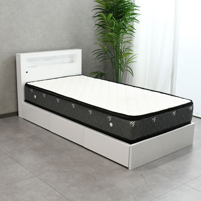 【アウトレット】 シングルベッド マットレス収納LED照明付き FF18A