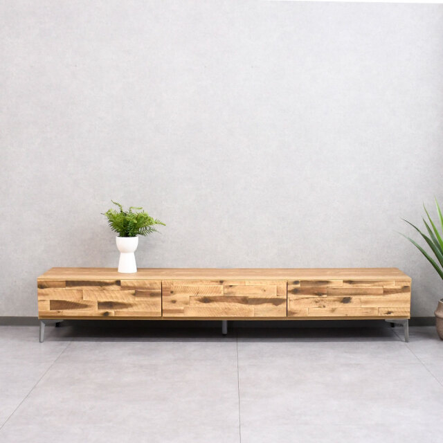 【アウトレット】 アカシア無垢材国産半完成品200cm幅テレビボード テレビ台
