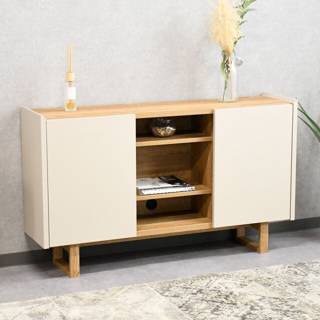 【アウトレット】国産半完成品120cm幅サイドボード リビング収納 FG16A