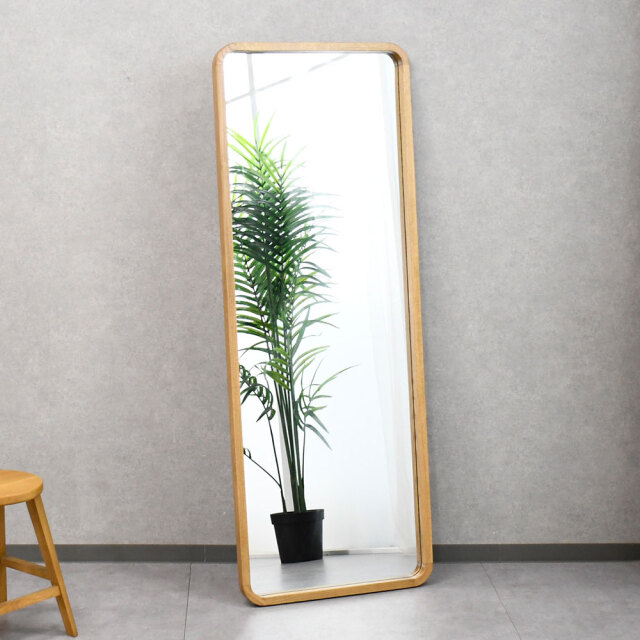 60×160cmオーク無垢材ミラー 鏡 PE29C [アウトレット:キズあり] mobler