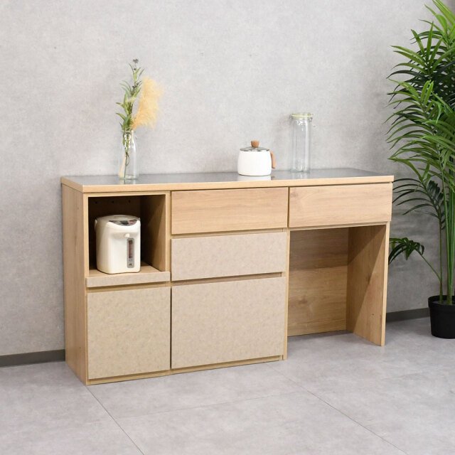 【新品アウトレット】 国産完成品160cm幅ステンレストップキッチンカウンター FH18A