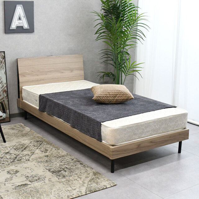 送料無料 セミダブルベッド フレーム 保証・コンセント付き ナチュラル  