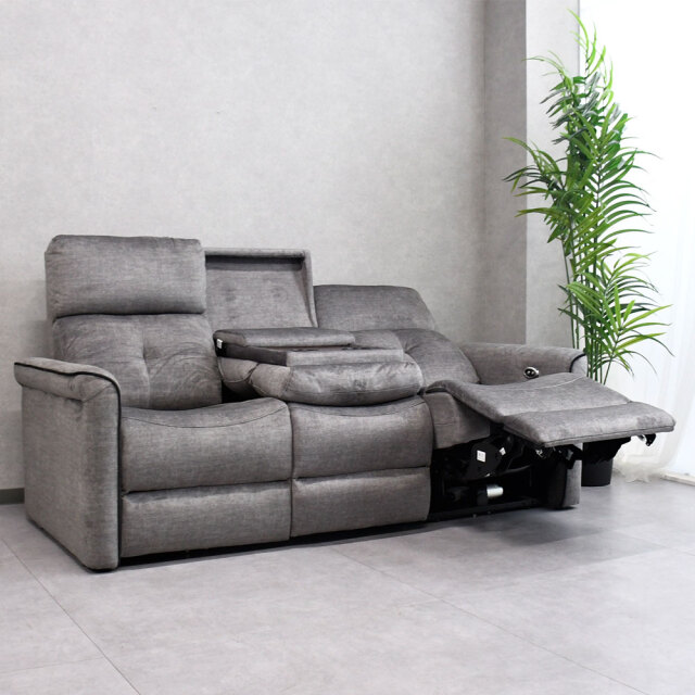 【新品訳ありアウトレット】電動リクライニングソファ エコテックススタンダード生地使用 ドリンクホルダー付き FH7H