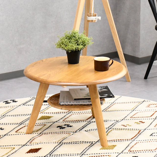 1本限定】 オーク無垢材 サイドテーブル カフェテーブル 60cm テーブル 