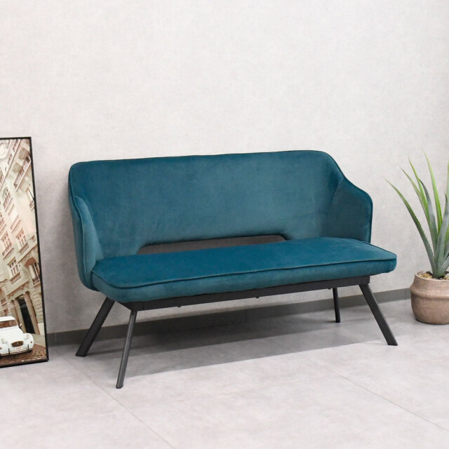 【新品アウトレット】ベロア生地調2人掛けダイニングベンチ FI25E