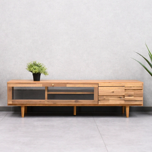 【アウトレット商品】日本製 135cm幅アカシア無垢テレビ台 テレビボード FJ24B