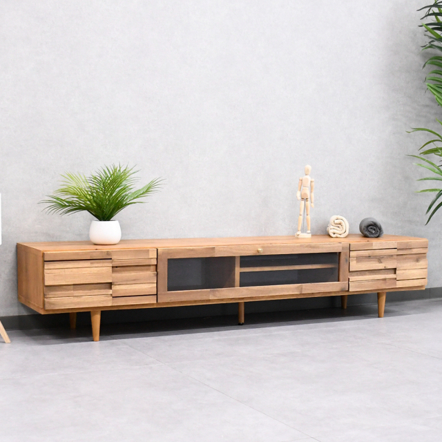 【1本限定】 テレビ台 ローボード テレビボード 180cm アカシア無垢 収納 天然木 ナチュラル 北欧 アウトレット家具 激安 FK11A
