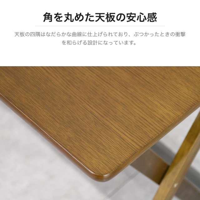 折りたたみデスク＆チェアセット ブラウン 木製フレーム PVCレザー座面