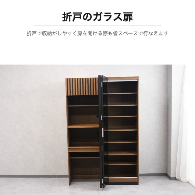 移動式・木製大型間仕切り収納キャビネット ウォールナット調 左右入れ替えOK 開梱設置 130cm幅 ウォールナット無垢 キャビネット
