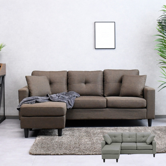 カウチソファ 3人掛け L字 ファブリック 布 レイアウトフリー おしゃれ 肘付き コンパクト 脚付き ロータイプでも使用可能