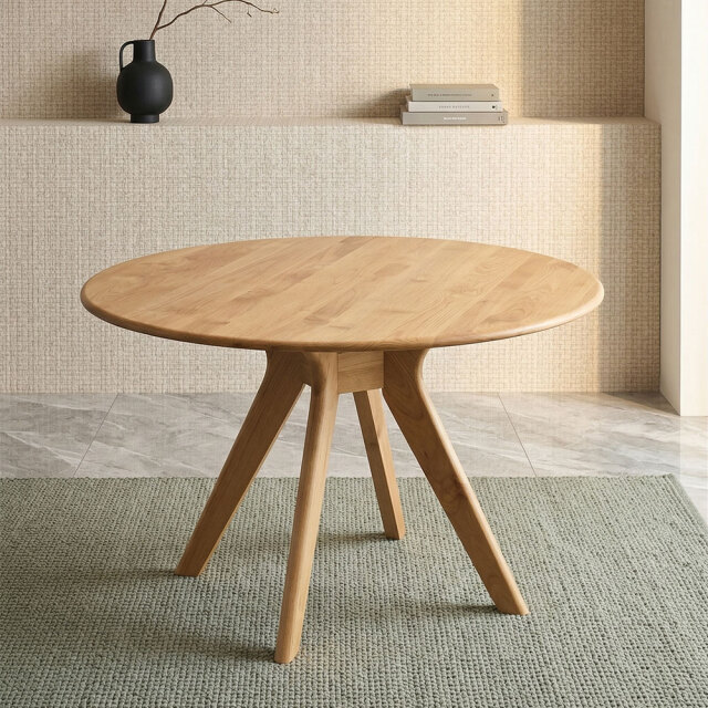 アルダー無垢材 ラウンドダイニングテーブル 110cm