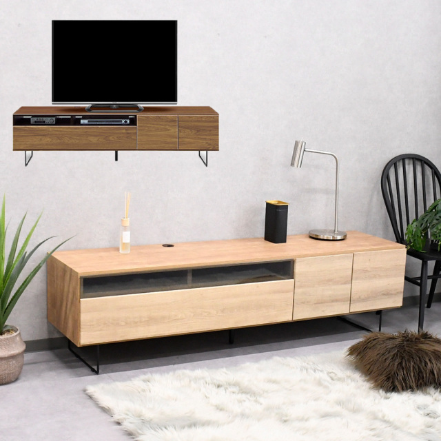 日本製の多機能174cm幅のテレビボード 国産 テレビ台 180cm ベージュ 収納 大きい ブラウン mobler 脚付き