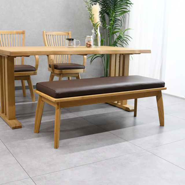 和モダン タモ無垢材ベンチチェア 110cm mobler