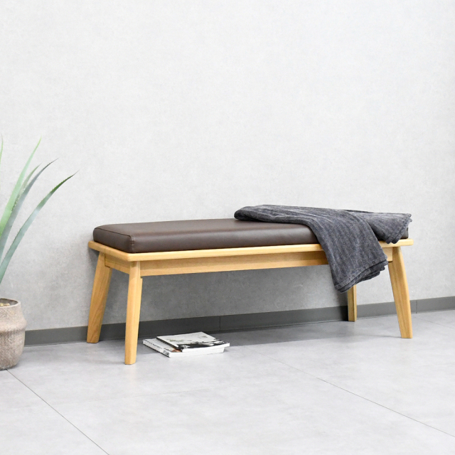 和モダン タモ無垢材ベンチチェア 110cm mobler