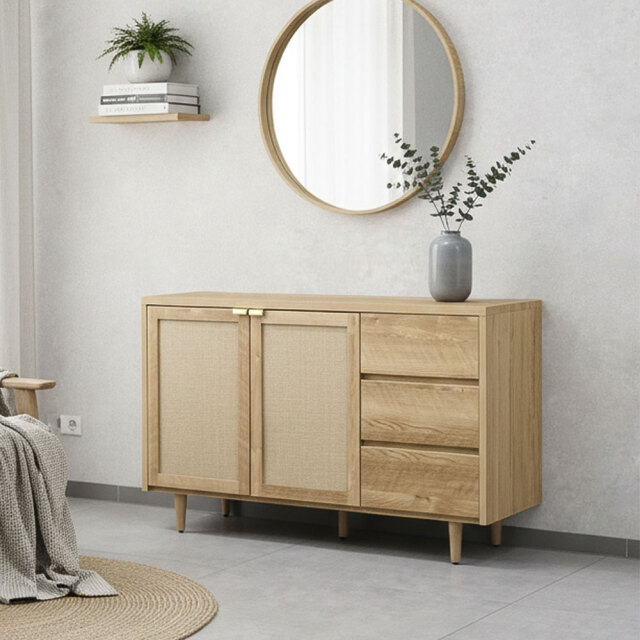 【新品アウトレット】国産120cm幅リビング収納 サイドボード 脚のみ取り付けのほぼ完成品 OA13G