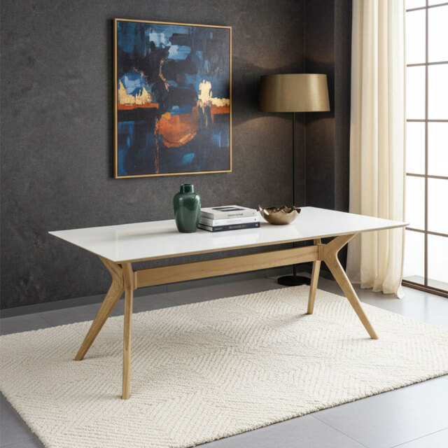 180cm幅セラミック天板オーク無垢材脚部ダイニングテーブル mobler