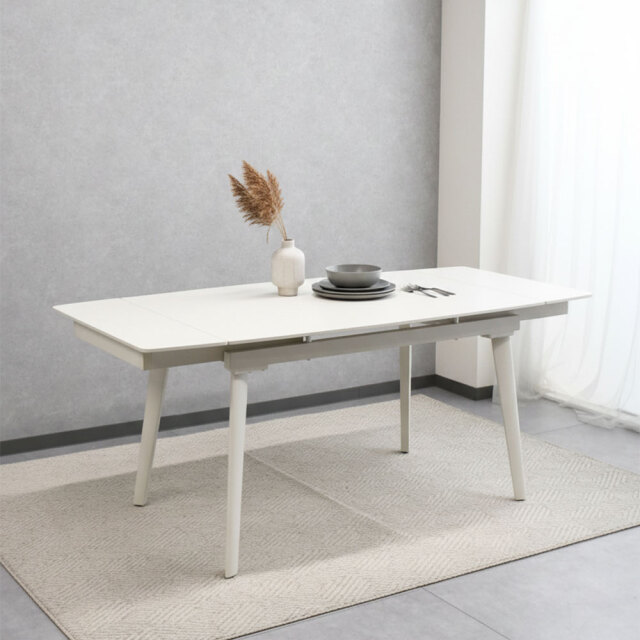 【新品アウトレット】両側伸長式セラミックダイニングテーブル 120 145 170 OA20B