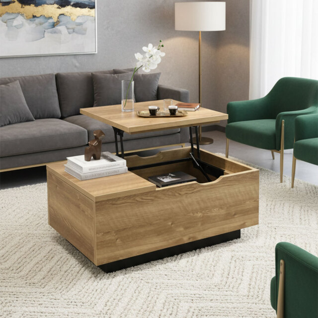 【国産完成品】90cm幅昇降式ローテーブル センターテーブル OA22C