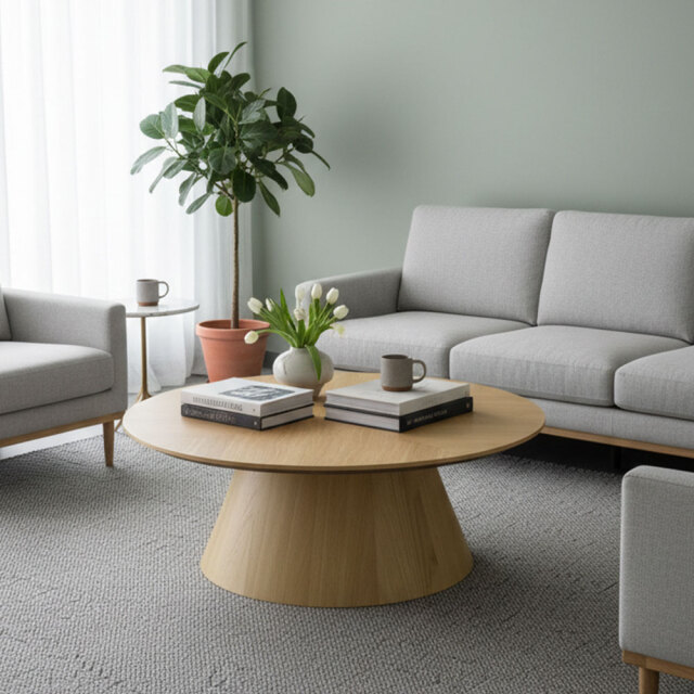 120cm幅オーク突板ローテーブル 大きい センターテーブル mobler