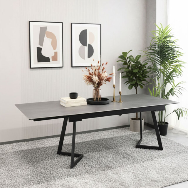 セラミック ダイニングテーブル 伸長式 160 200cm OB13D [アウトレット:1cmの塗装ハゲ]