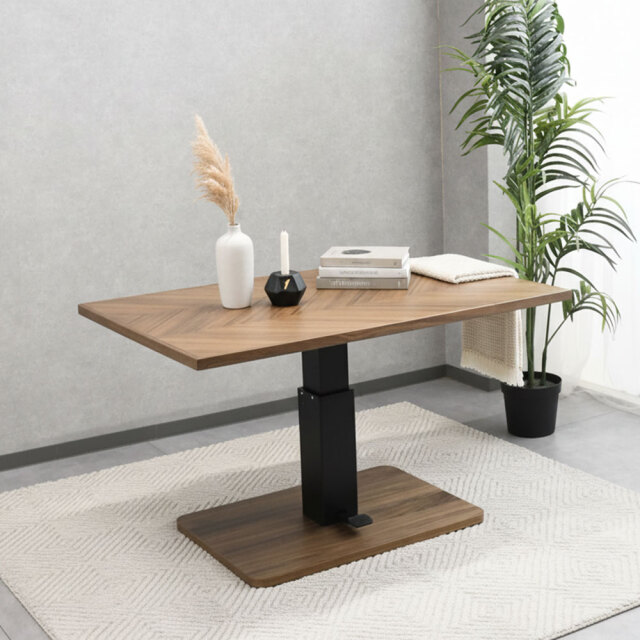 ウォールナット突板 120cm幅昇降式テーブル  [アウトレット:展示品]