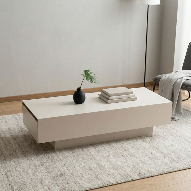 シックデザイン 収納付き120cm幅ローテーブル