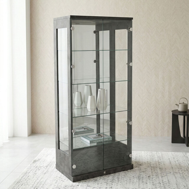 80cm幅高さ180cm 大型コレクションケースモルタルデザイン