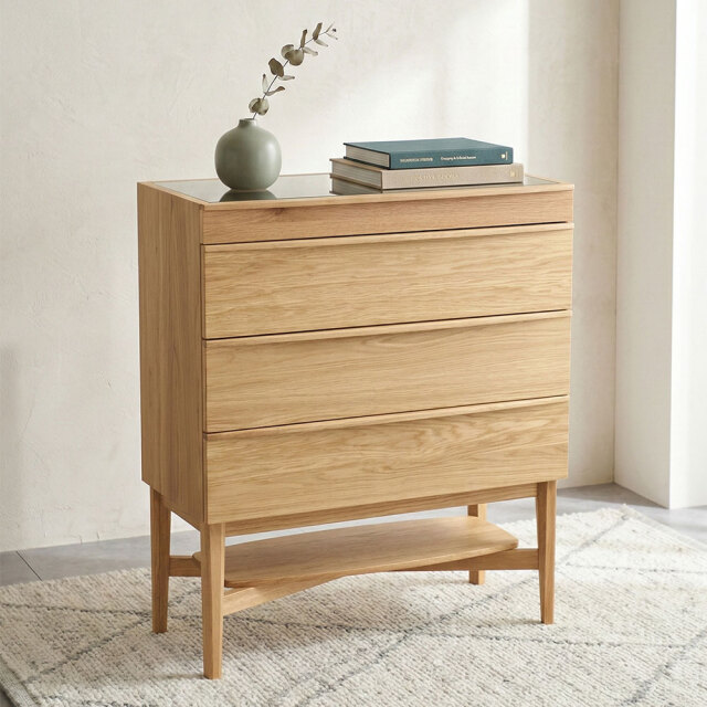 オーク無垢材80cm幅コレクションケース収納