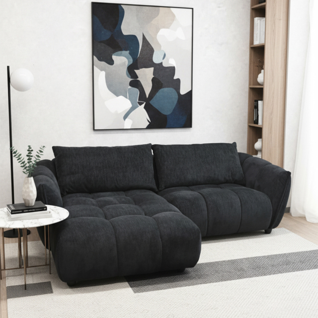 羽毛入りモコモコカウチソファ L字ソファ シギヤマ ブロック OB2I[アウトレット:展示品でした]