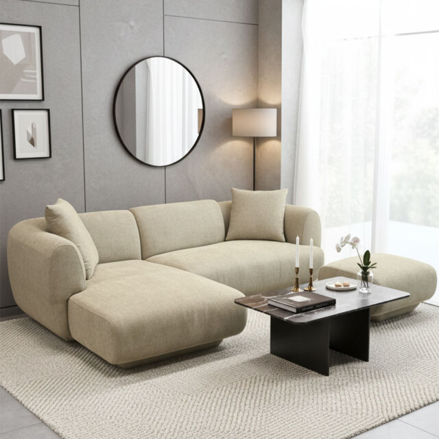 北欧デザインスツールセット大型カウチソファ L字 シギヤマ OB3B