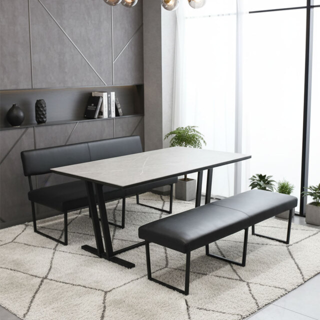 セラミックダイニングテーブルセット シギヤマ 150 OB3C [アウトレット:ウレタンの凹みが一部あり]