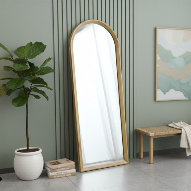 オーク無垢材フレームの全身ミラー 160cm [アウトレット:展示品]