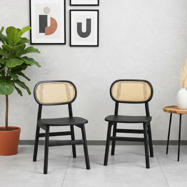 ラタン調ダイニングチェア2脚セット OB5I [アウトレット:展示品]