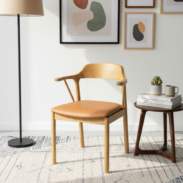 ラバーウッド無垢材ダイニングチェア 北欧デザイン OB5J [アウトレット:サンプル]