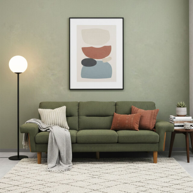 北欧デザイン3人掛けソファ コーデュロイ 布製