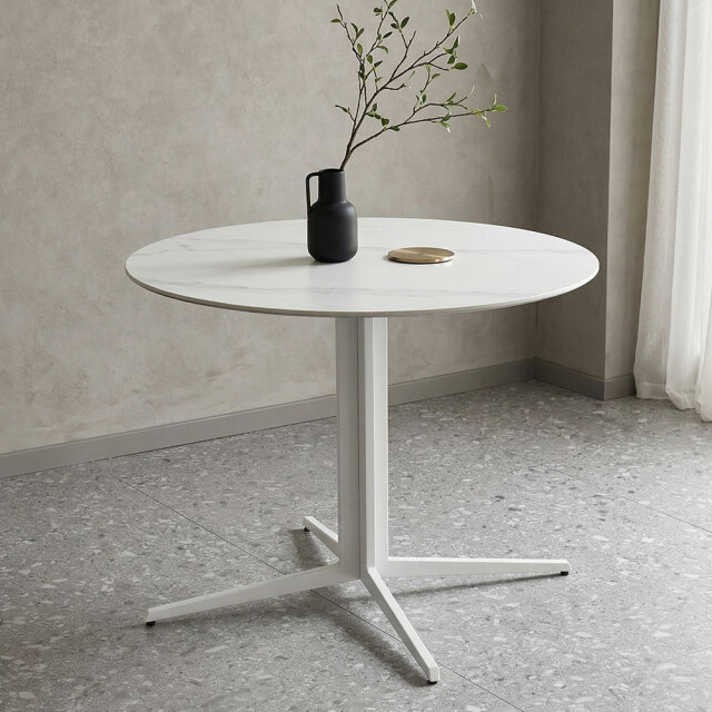 セラミック丸型ダイニングテーブル 大理石調 幅90cm OC19A