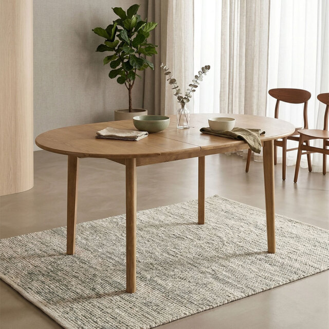 アッシュ突板120/150cm幅 伸長式ダイニングテーブル OC19H [アウトレット:伸長がしにくい]